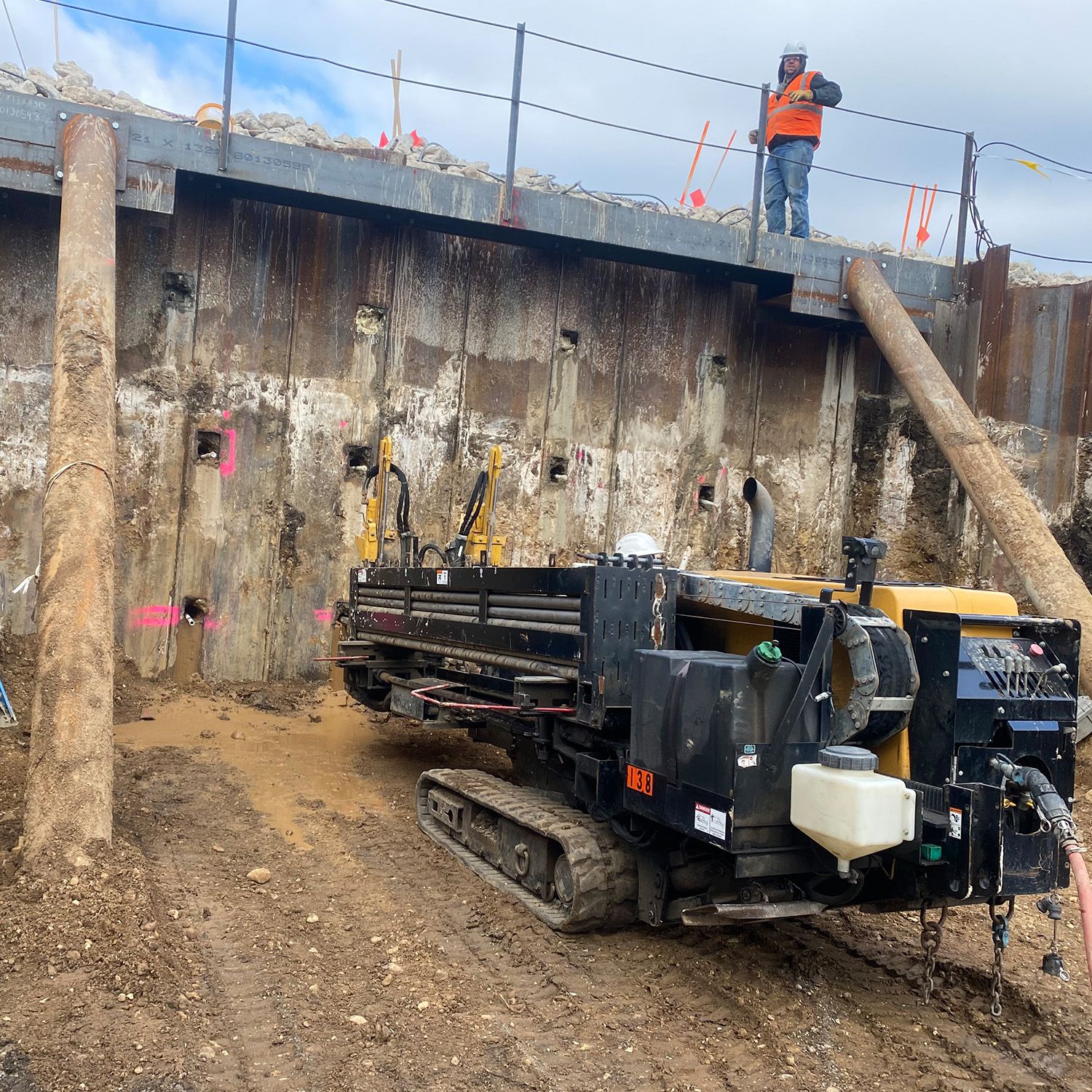 Pressure grouting pretreatment of soils in preparation for the installation of a 12’ diameter pedestrian tunnel beneath Union Pacific railroad track.